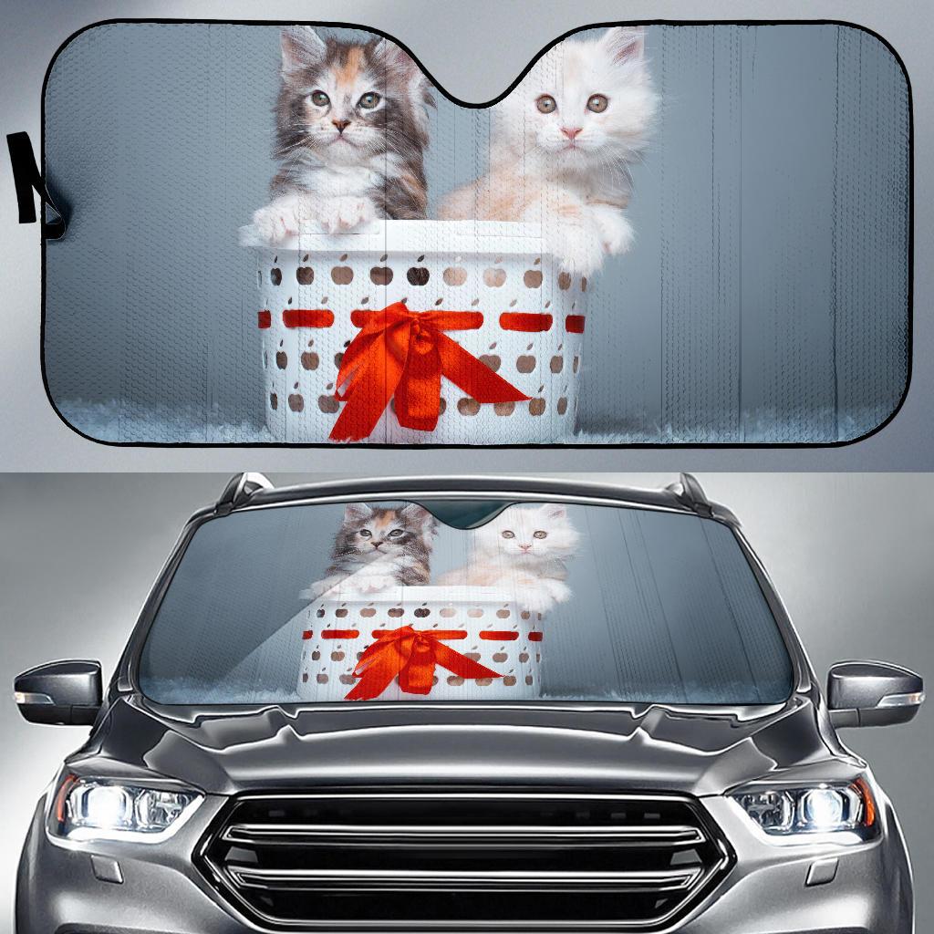 Maine Coon Cats Cute Kittens 4K 5K Car Sun Shade Gift Ideas 2021