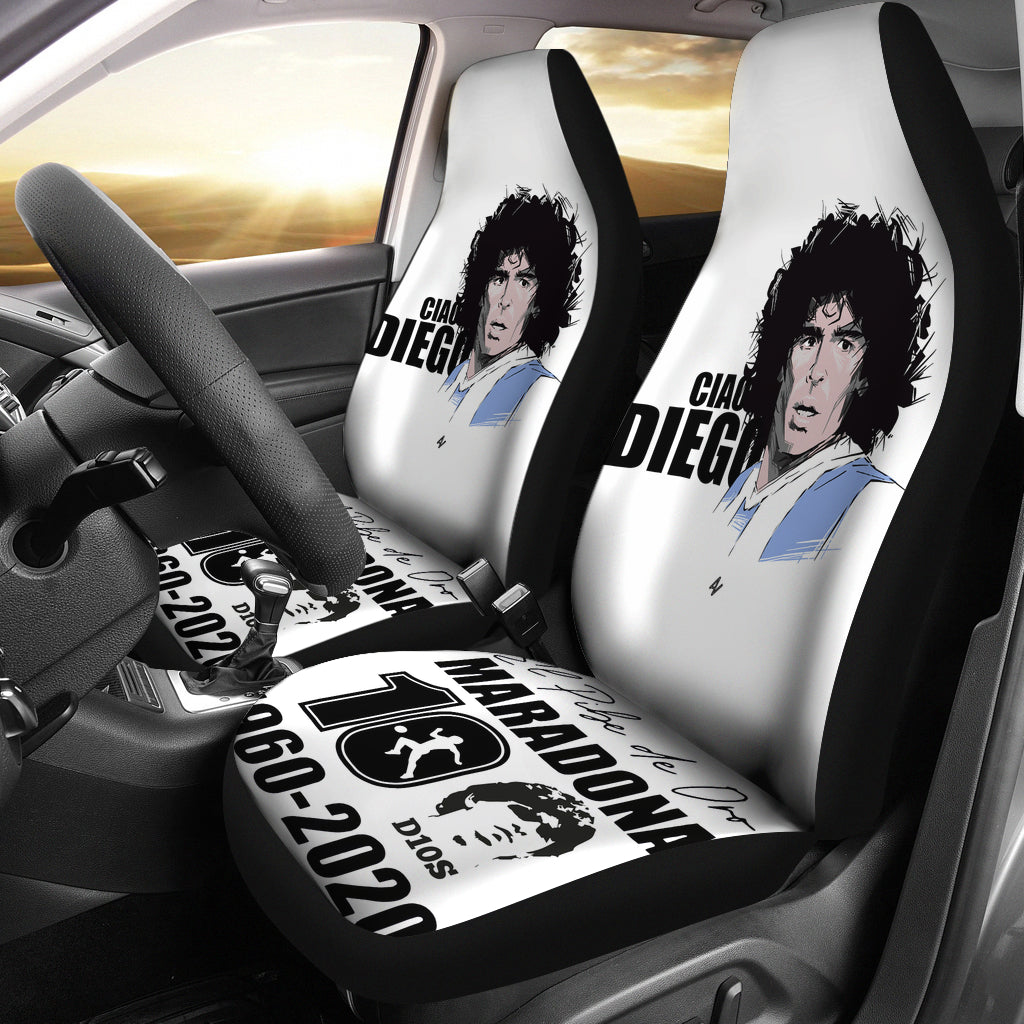 Cool White Diego Armando Maradona 10 Rip 1969 2022 Car Seat Covers Gift For Fooball