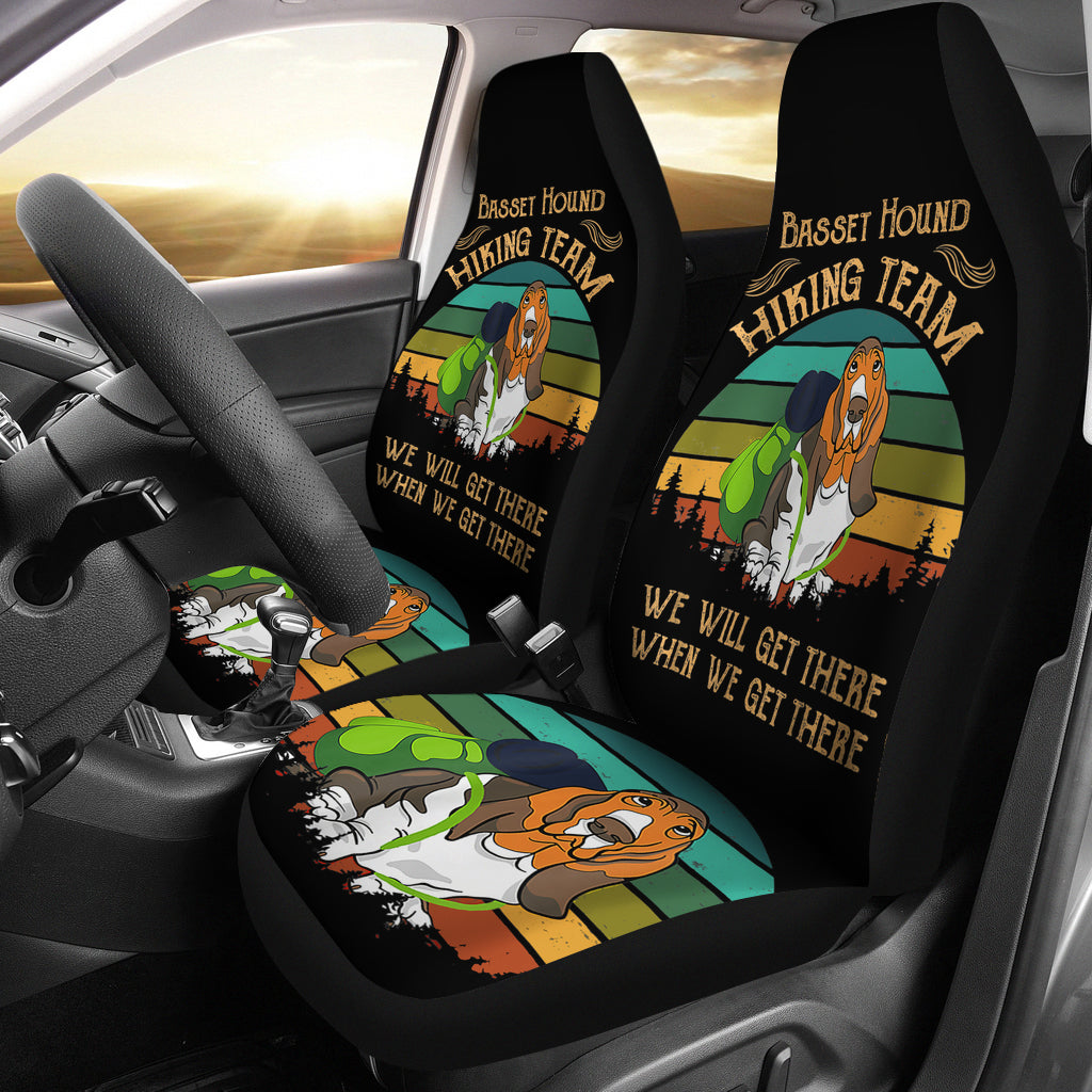 Basset Hound Hiking Team We Will Get There Vintage Car Seat Covers