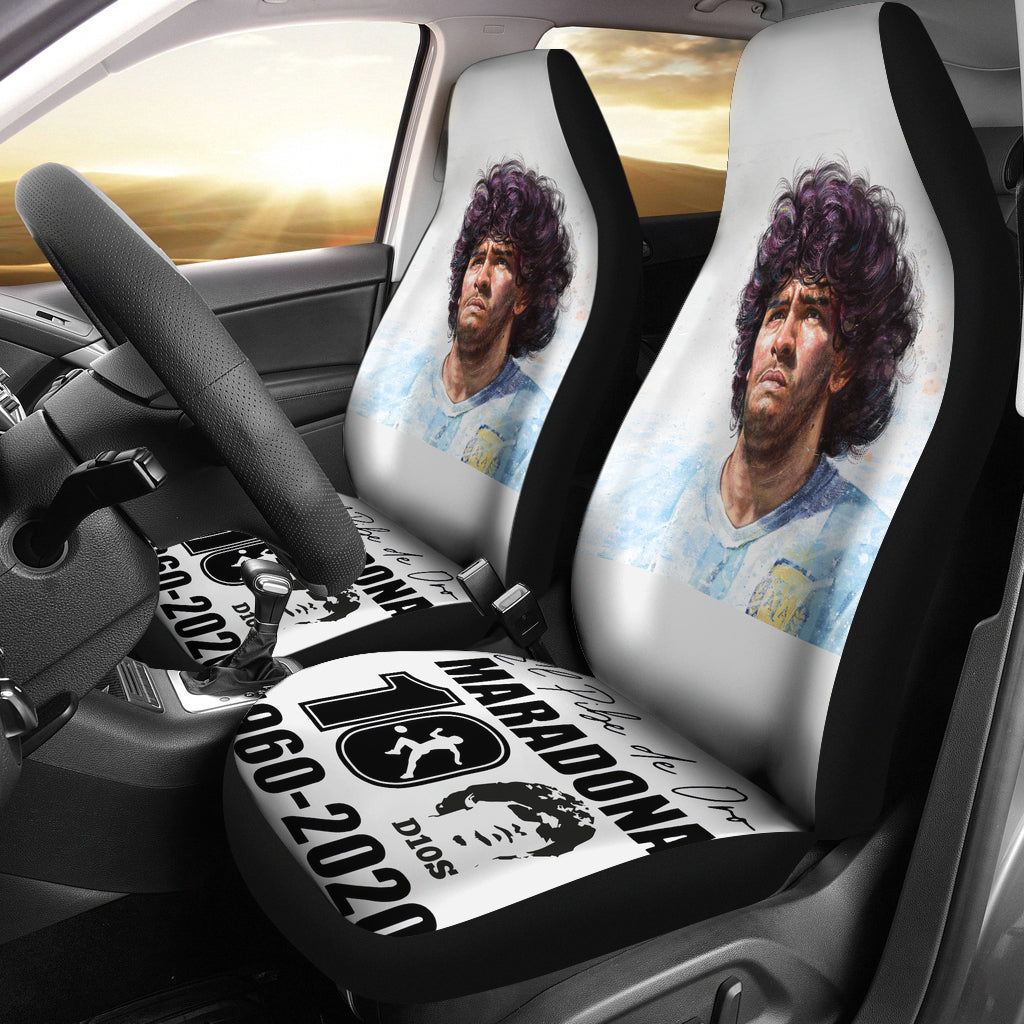 Cool Art White Diego Armando Maradona 10 Rip 1969 2022 Car Seat Covers Gift For Fooball