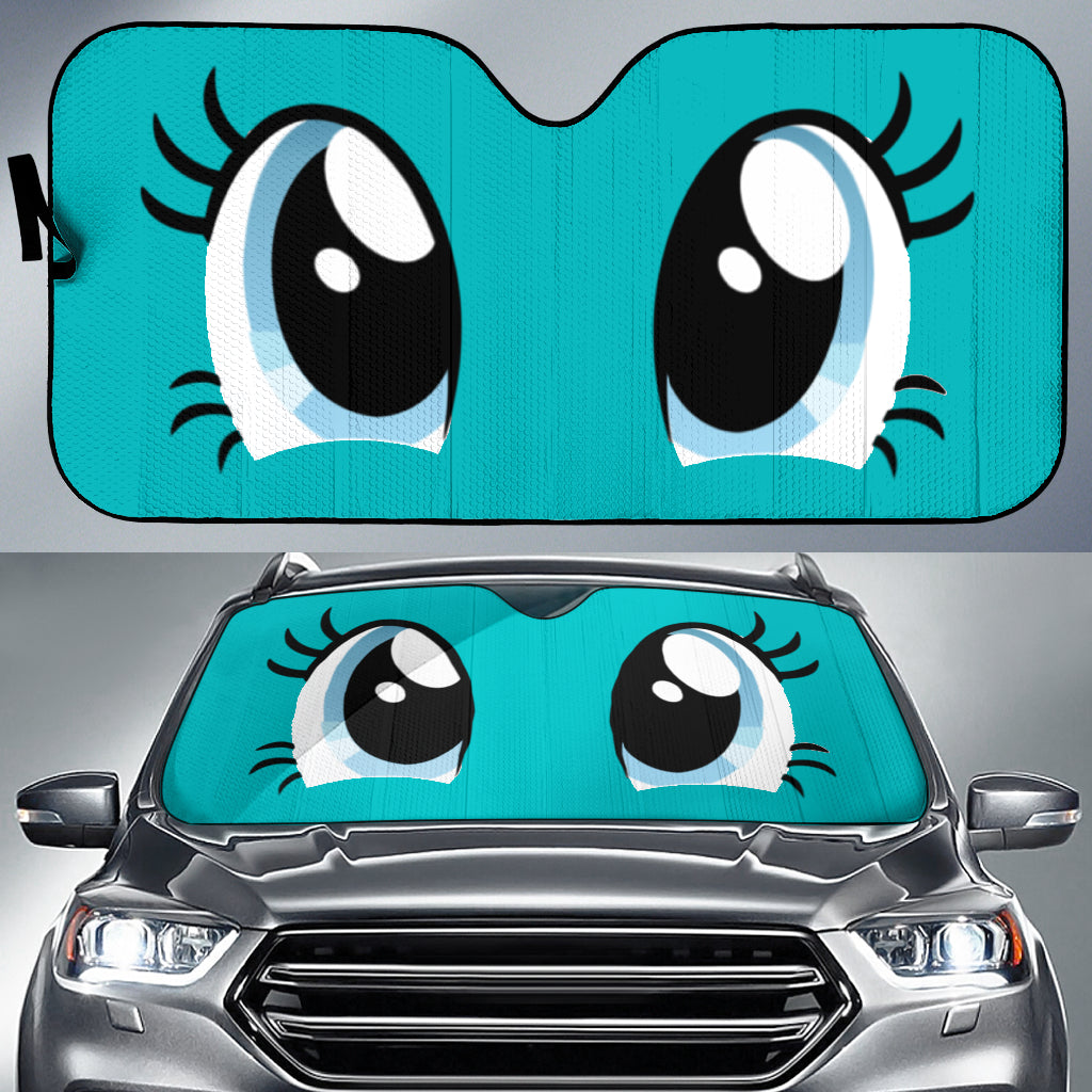 Cartoon Lady Eyes Blue Anime Car Auto Sun Shades Windshield Accessories Decor Gift