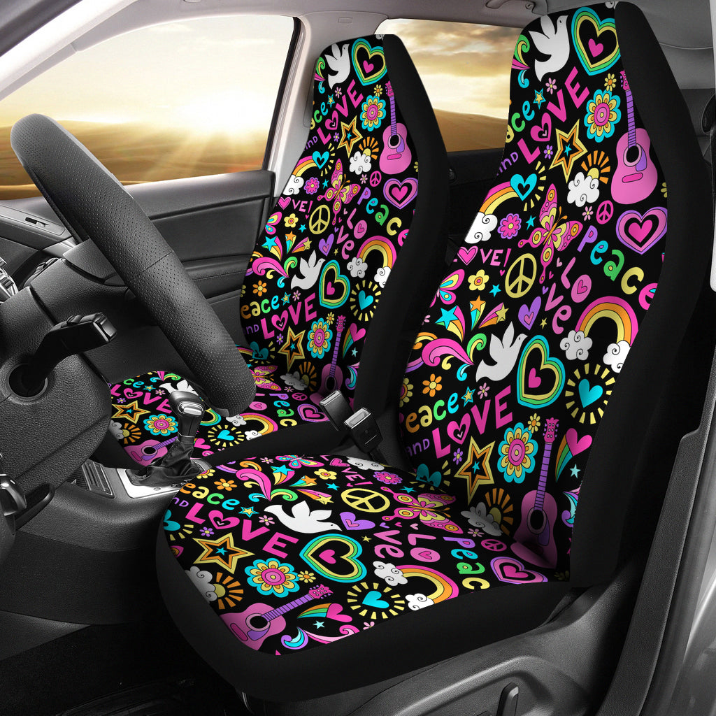 Peace, Love And Music Pattern Car Seat Covers