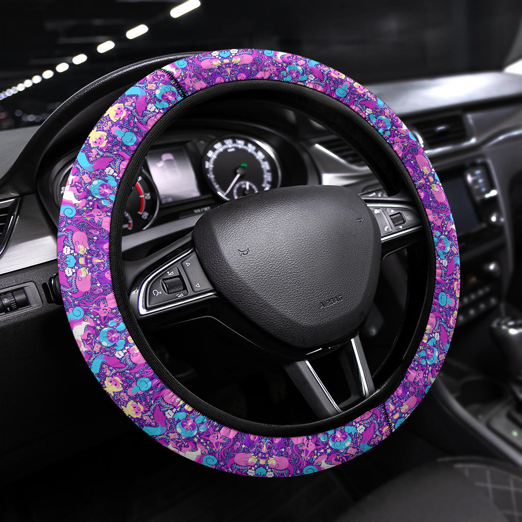 Pattern Pokemon Purple Custom Car Steering Wheel Cover