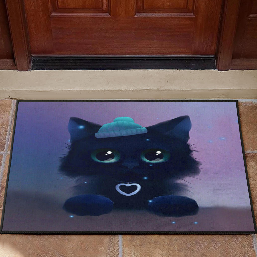 Cute Kitty Cat Digital Art Door Mats