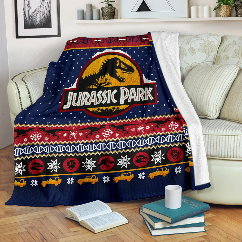 Jurassic Park Ugly Christmas Custom Blanket Home Decor