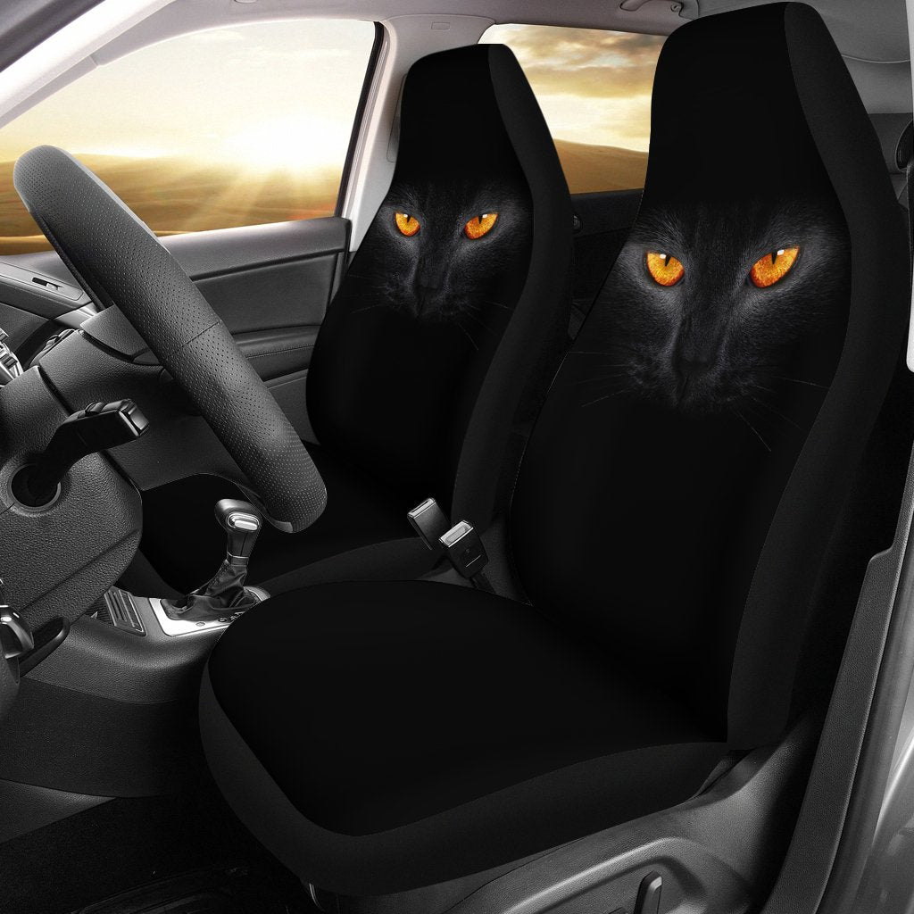 Black Cat Face Car Seat Covers