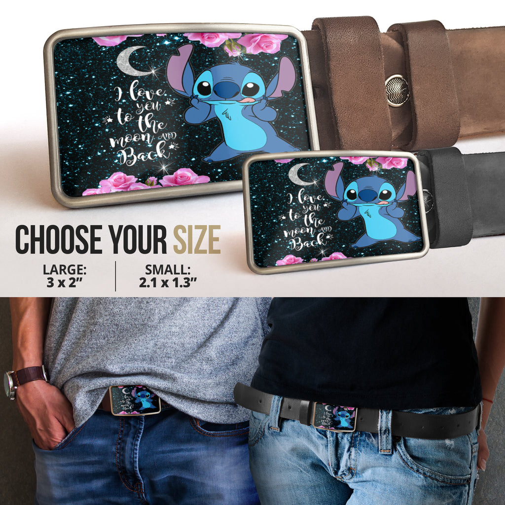 Stitch big eyes love you to the moon flower 1 Belt Buckle 2021