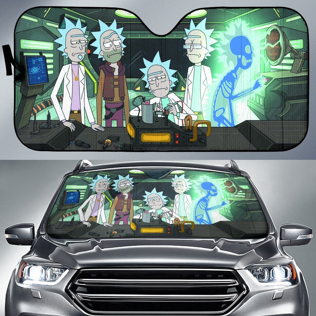 Rick & Morty In Lap On Spaceship Car Auto Sunshades Amazing Best Gift Ideas 2022