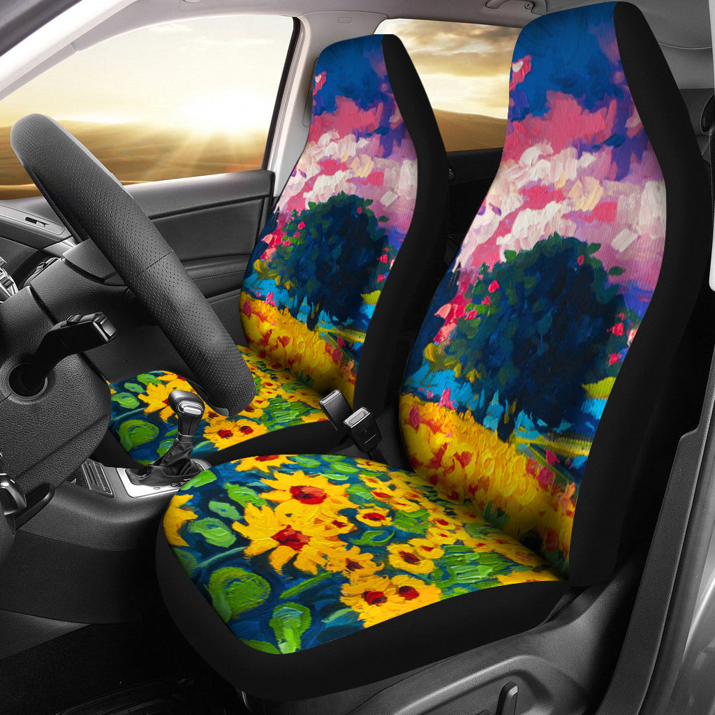 2022 Painting Sunflower Art Car Seat Covers