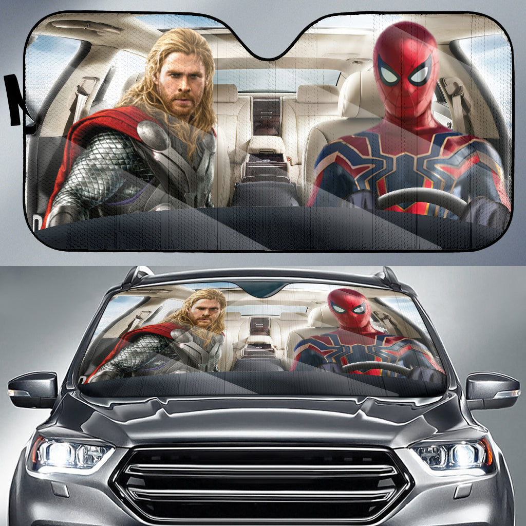 Spidermen And Thor Sunshade