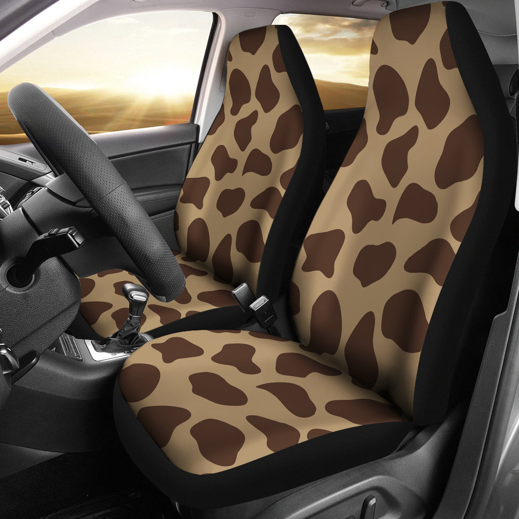 Brown Cow Print Car Seat