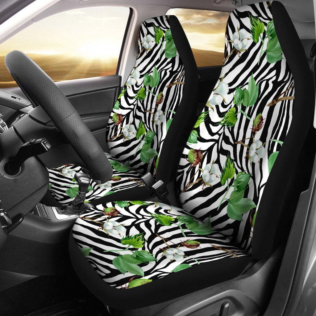 White Flower Zebra Seat Covers