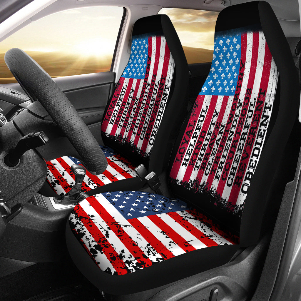 Scout Law Patriotic Scouting Lover Us Flag Car Seat Covers