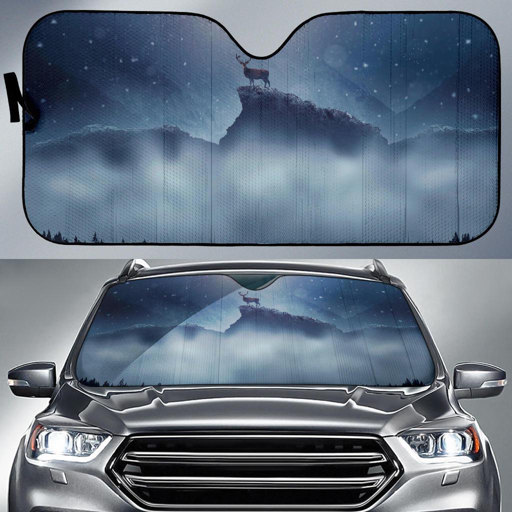 Deer Snowfall Winter Peak Hd Car Sun Shade Gift Ideas 2022