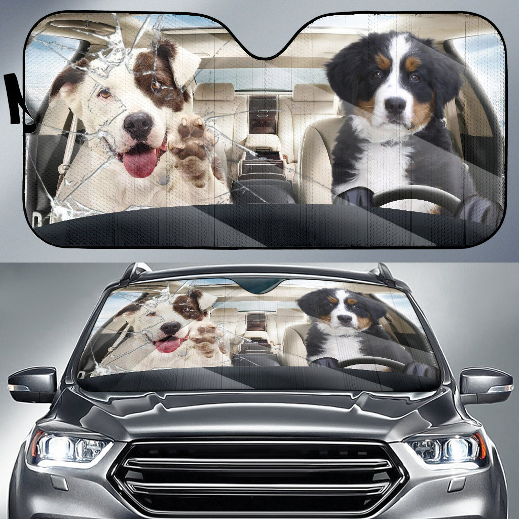 Border Collie Dog And Dog-Grooming Car Sunshade