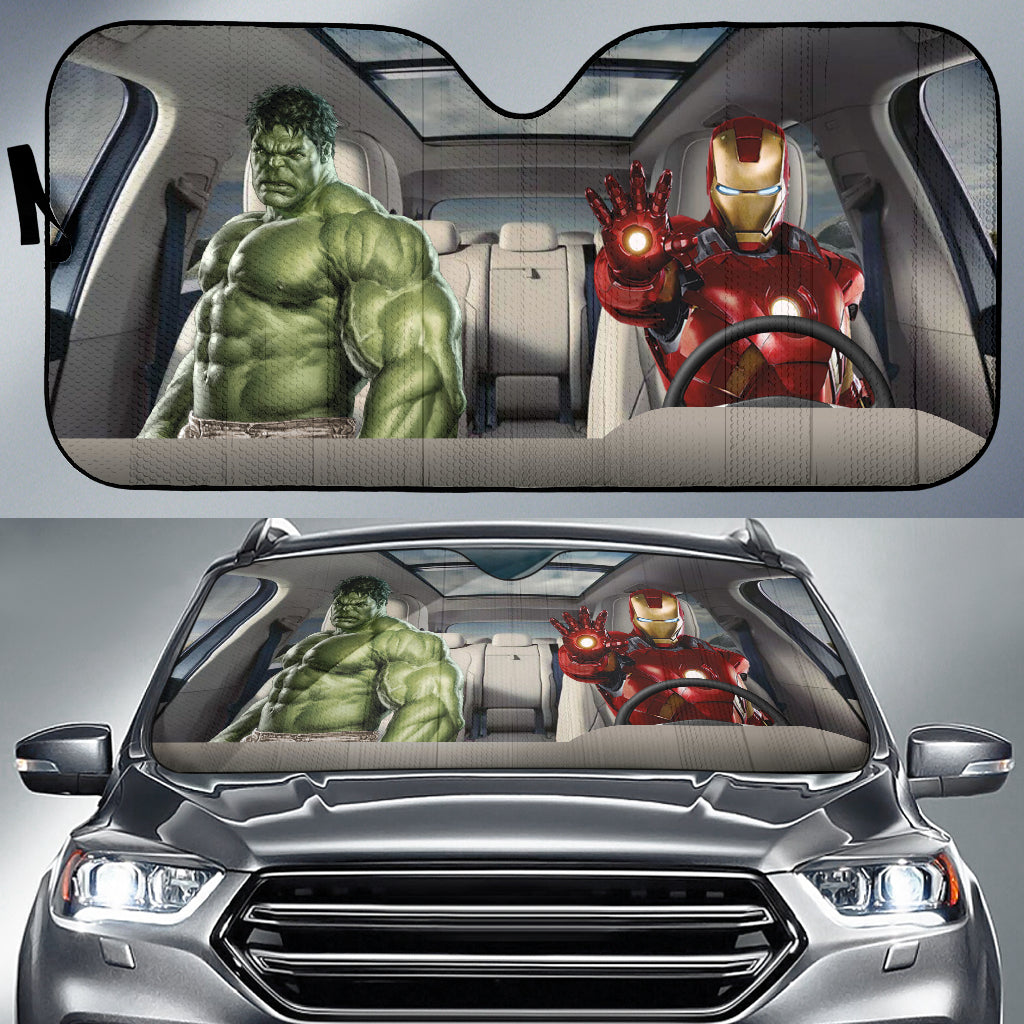 Hulk And Iron Man Auto Sun Shade
