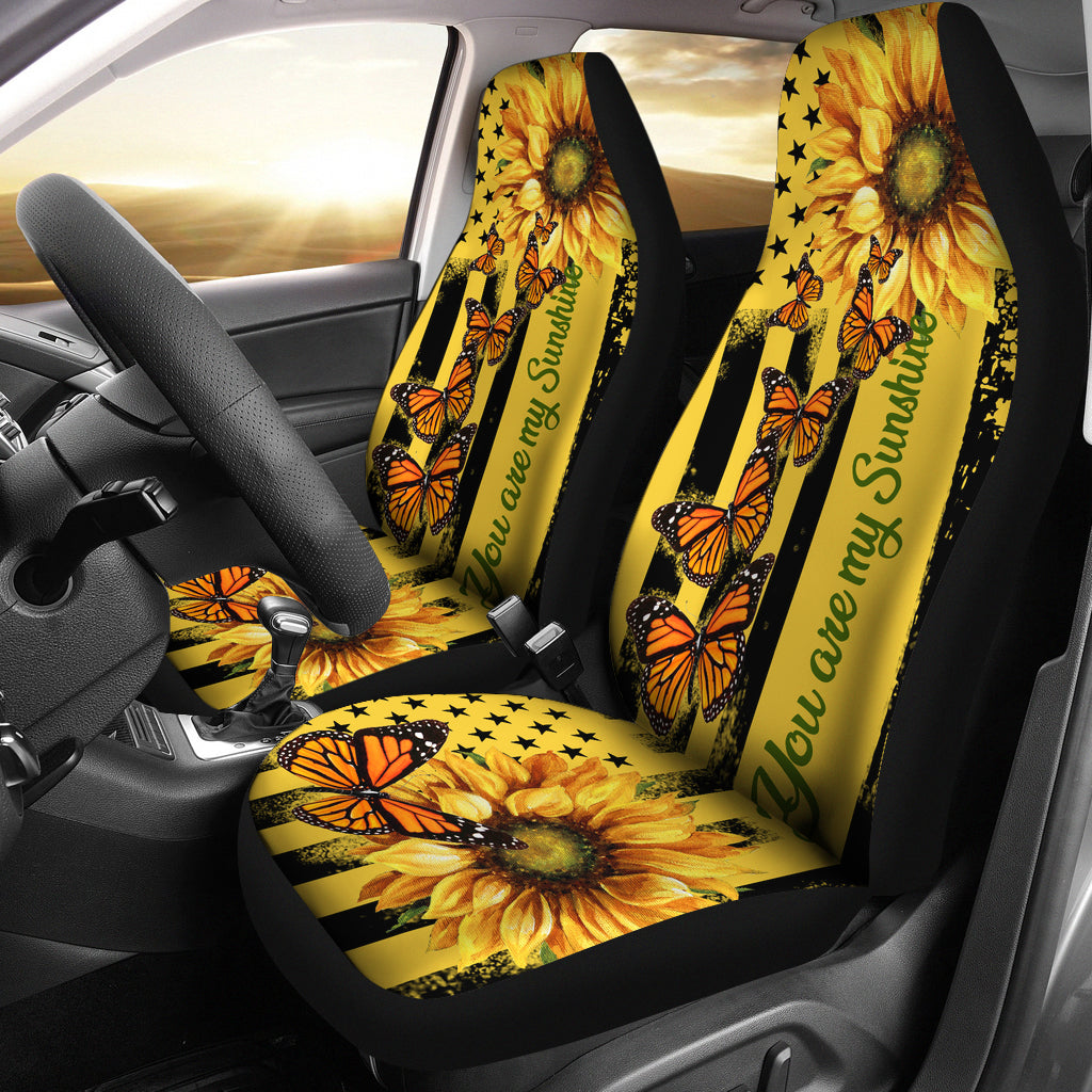 Butterfly Car Seat Covers Custom Yellow Sunflower