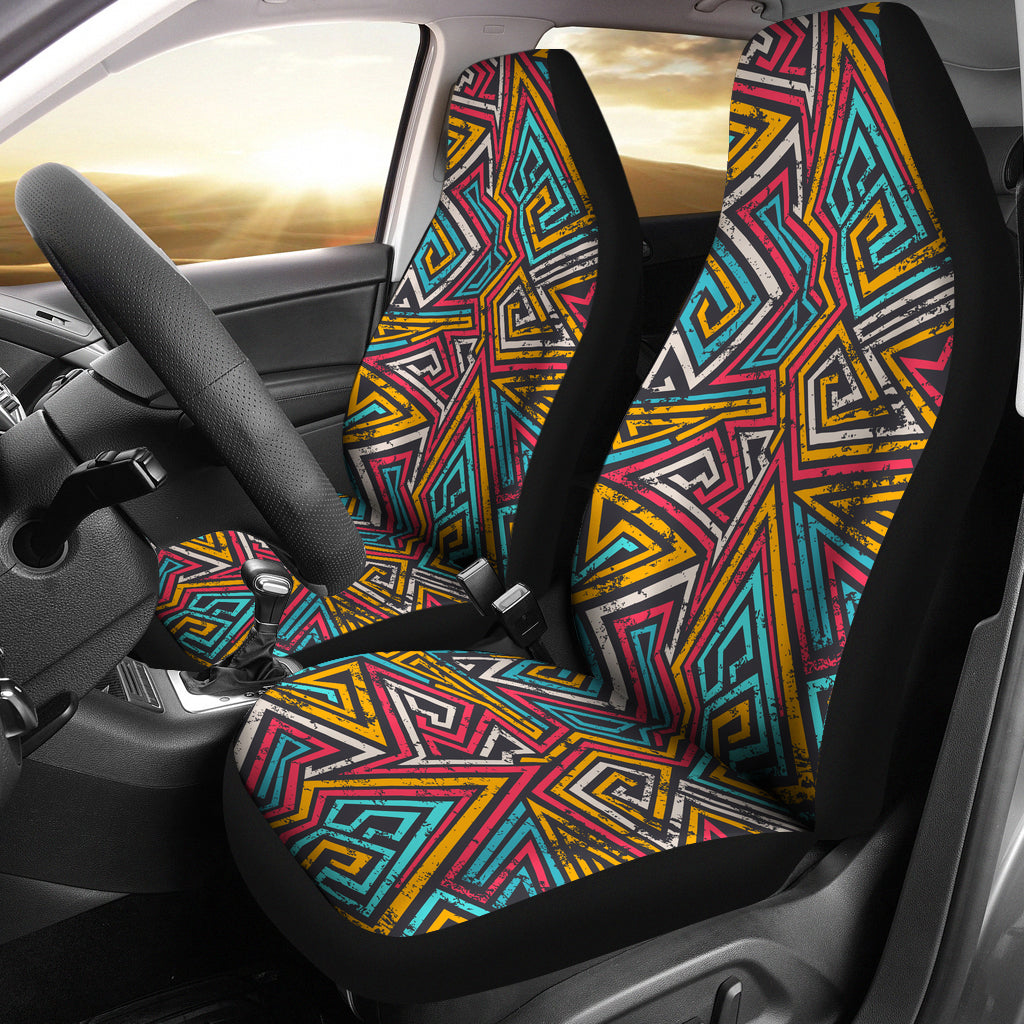 Colored Spiral Lines Pattern Car Seat Covers