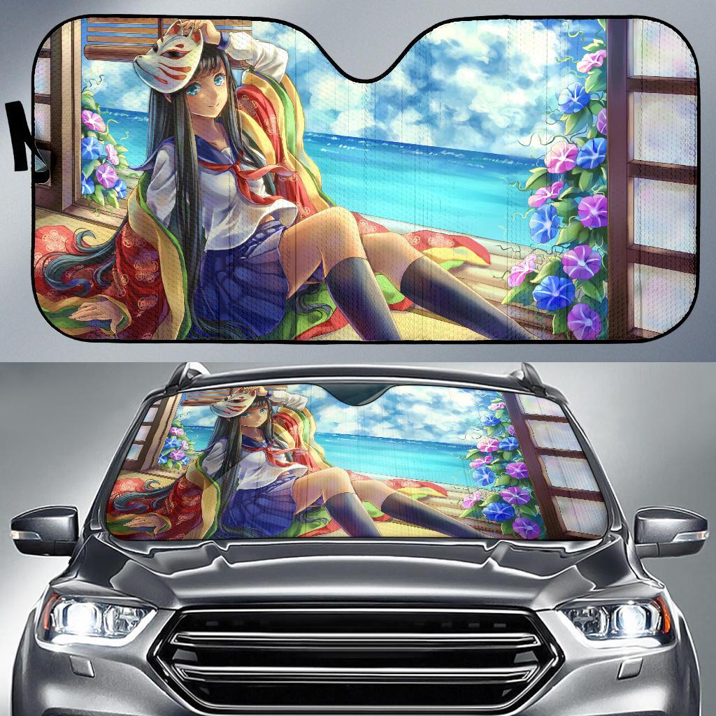 Anime Girl School Girl Hd Car Sun Shade Gift Ideas 2021