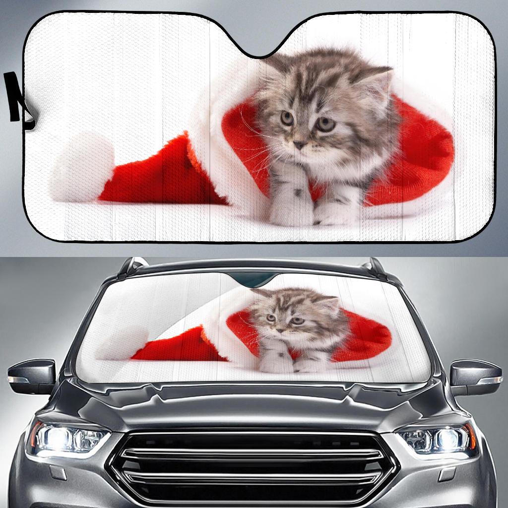 Santa Hat Cute Kitten Hd 5K Car Sun Shade Gift Ideas 2021