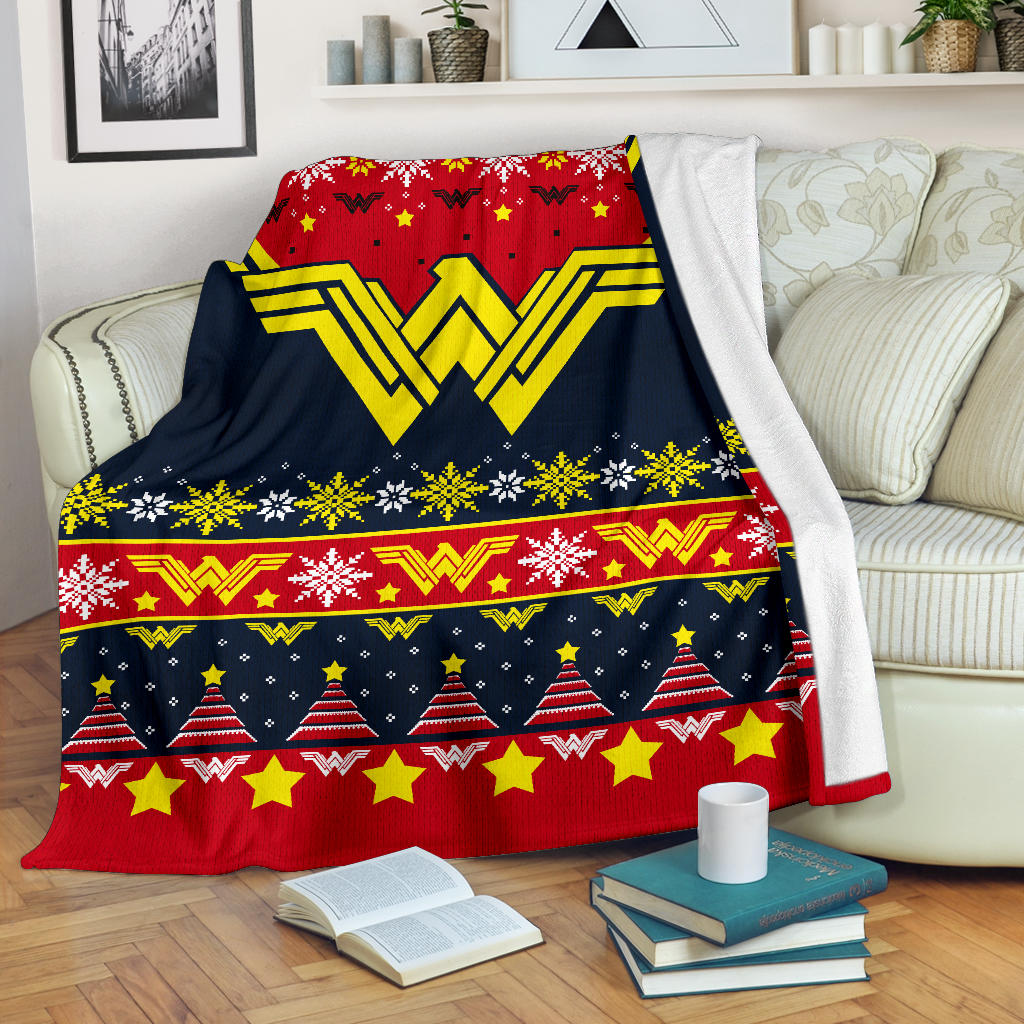 Wonder Woman Art Ugly Christmas Custom Blanket Home Decor