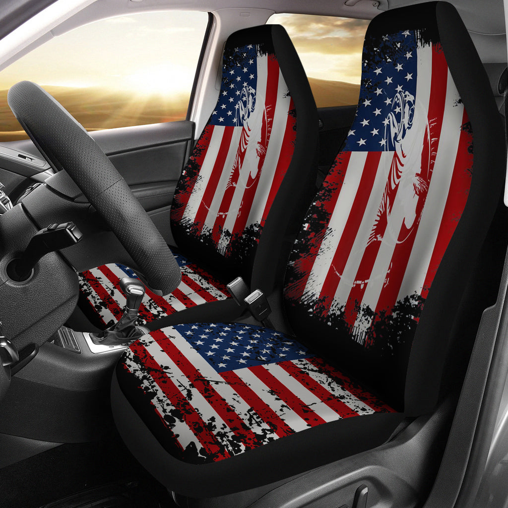 Us Flag Fishing Rod Car Seat Covers