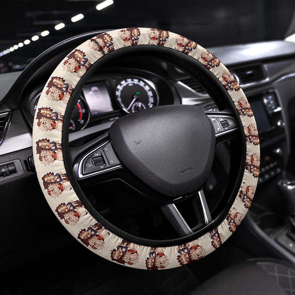 Chipi Doma And Kokushibo Demon Slayer Anime Car Steering Wheel Cover1