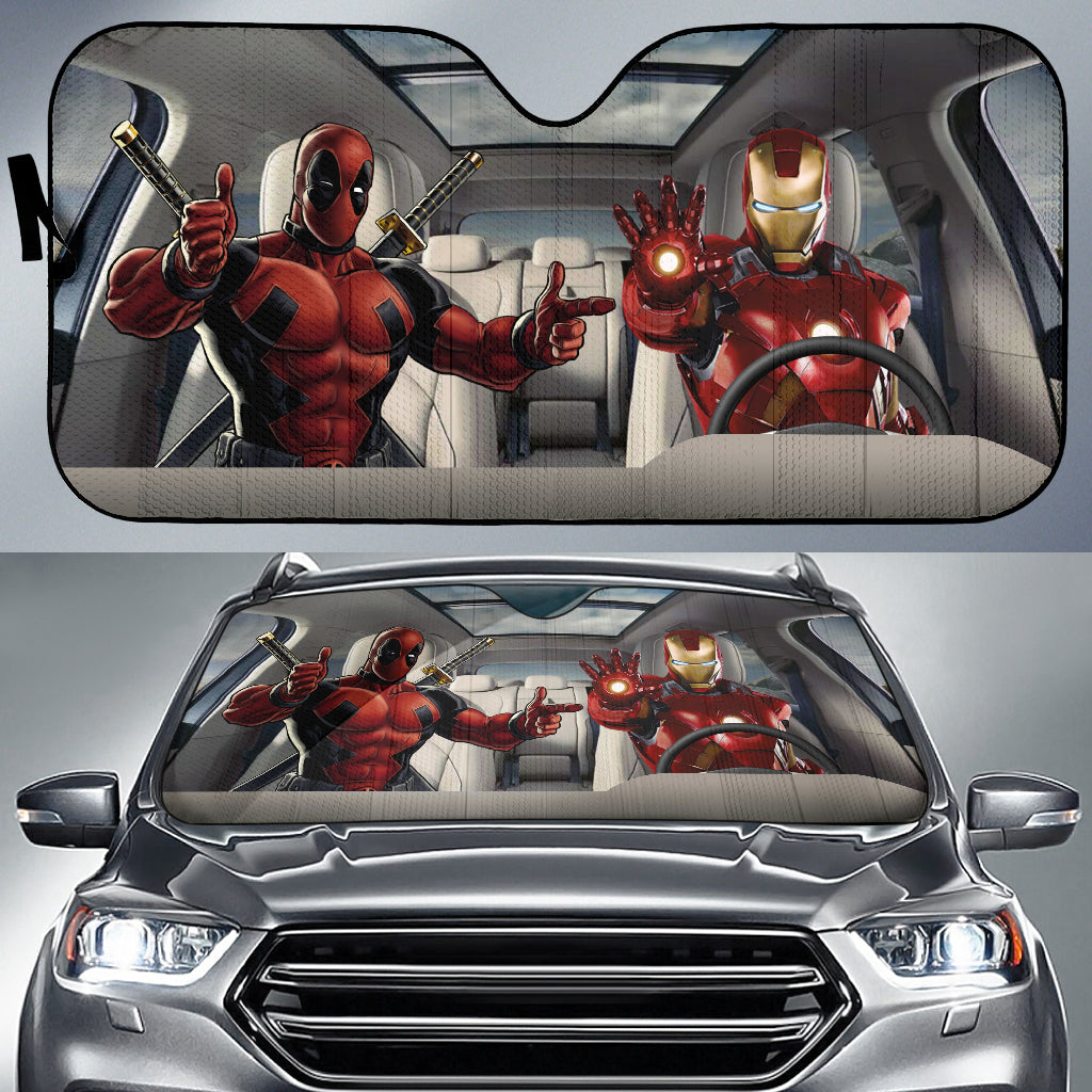 Deadpool And Iron Man Auto Sun Shade