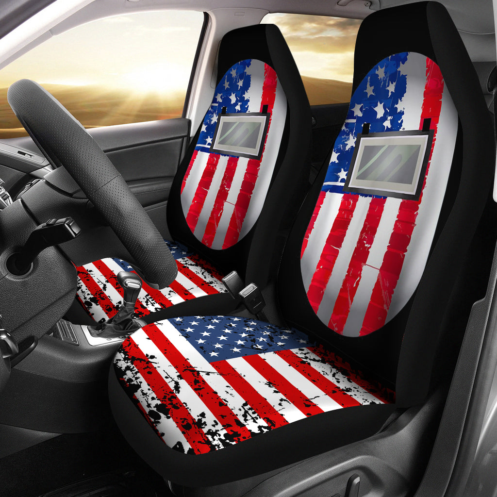 Us Flag Welding Hood Car Seat Covers