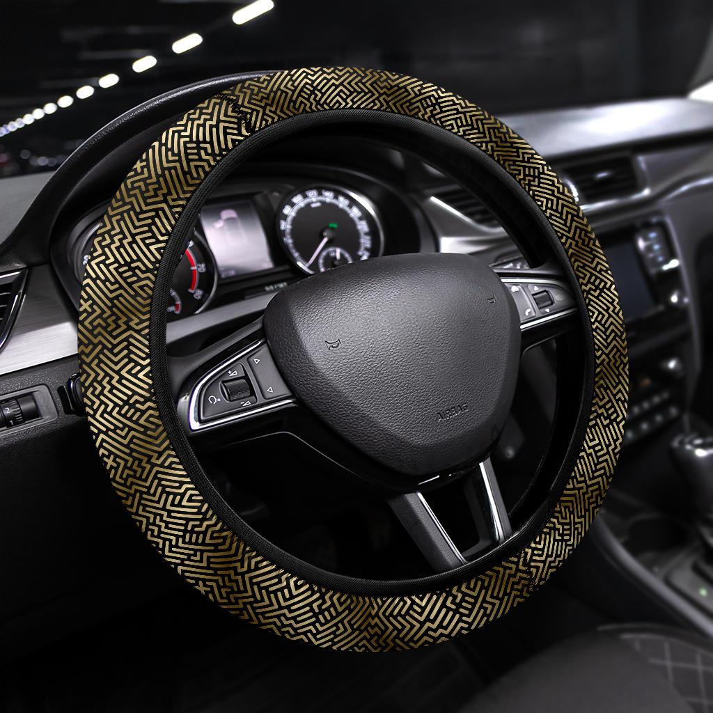 Luxury Gold Black Premium Car Steering Wheel Cover