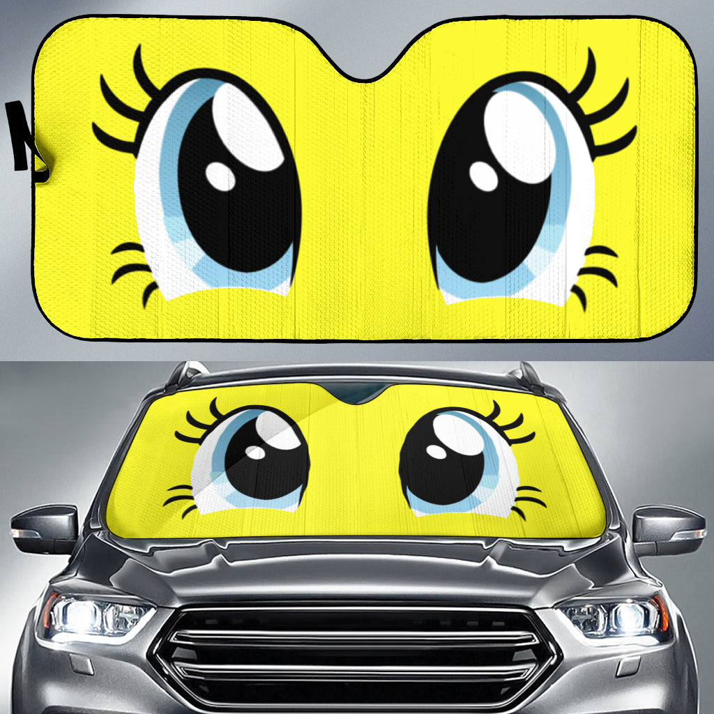 Cartoon Lady Eyes Yellow Anime Car Auto Sun Shades Windshield Accessories Decor Gift