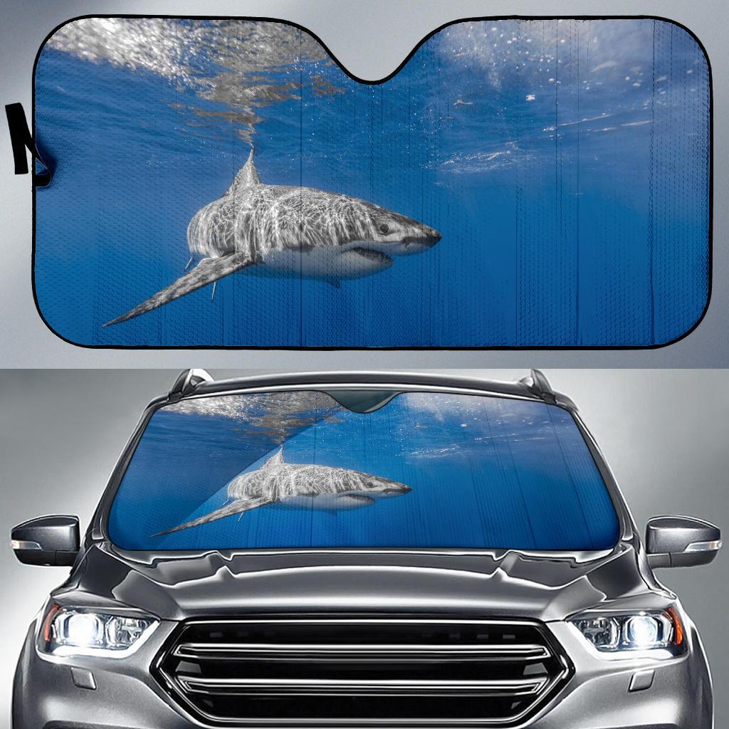 White Shark Underwater 5K Car Sun Shade Gift Ideas 2022