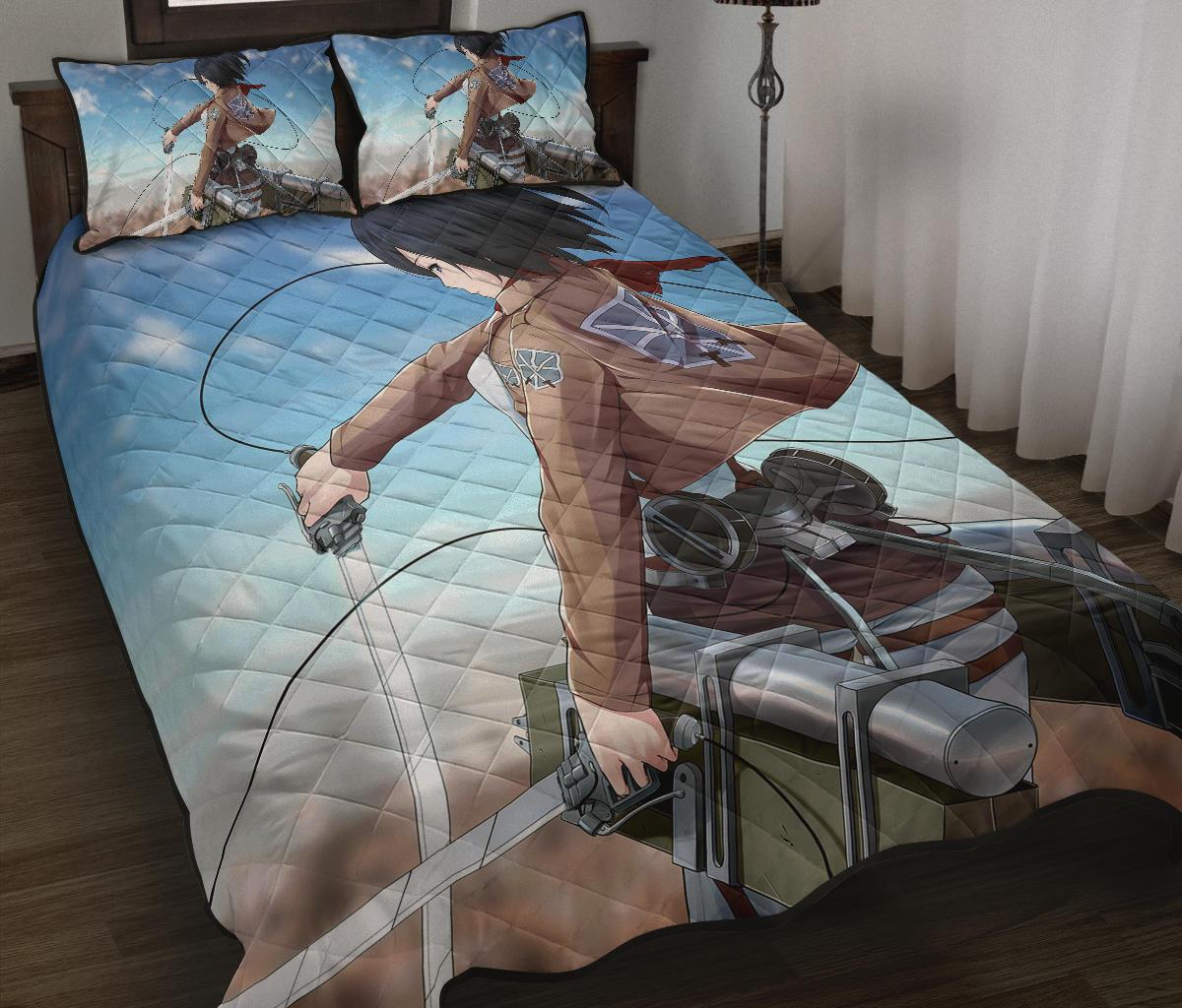 Attack On Titan 5 Anime Quilt Bed Set Pillow Case Amazing Decor Gift Ideas