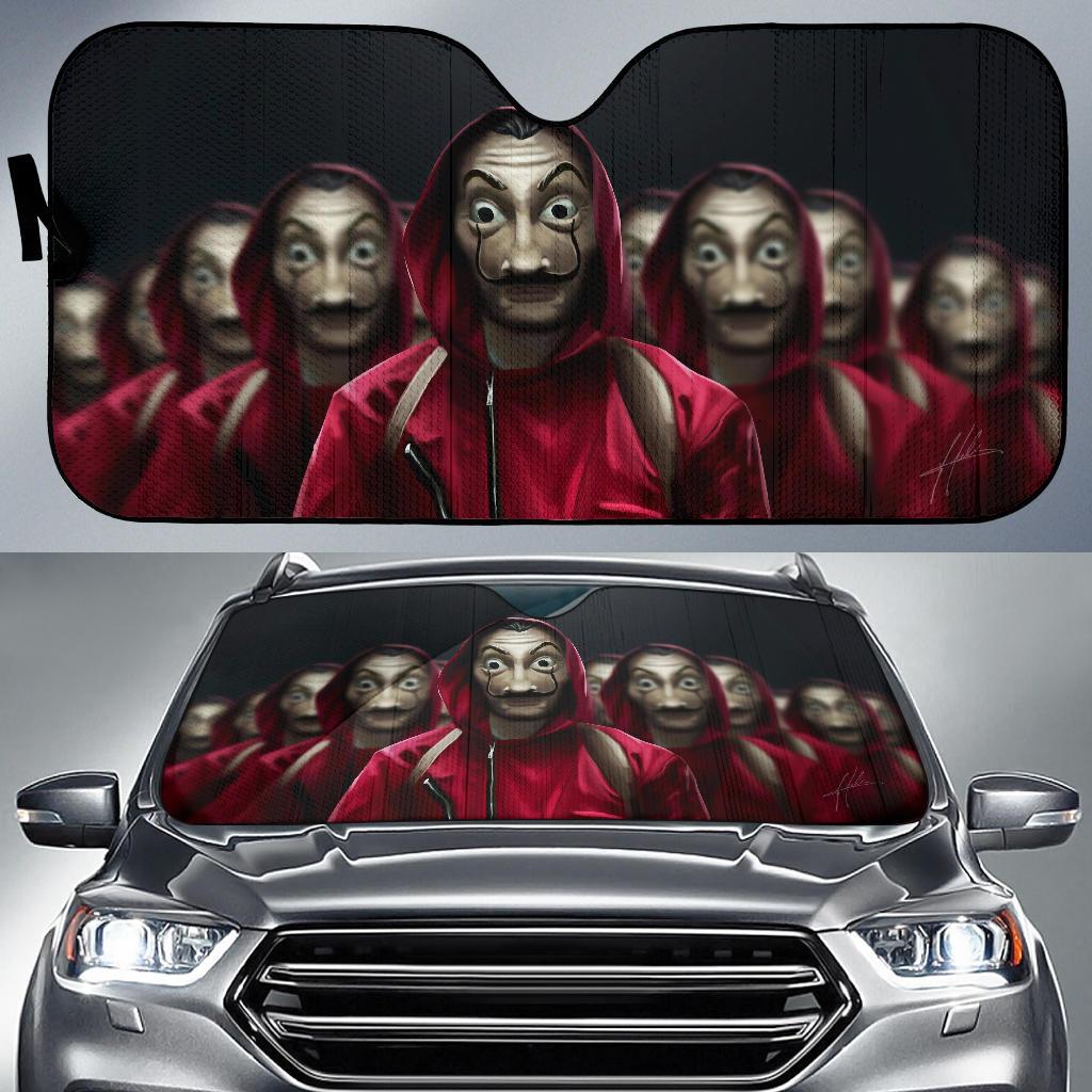 Money Heist Team Mask Art Hd Sun Shade Amazing Best Gift Ideas 2022