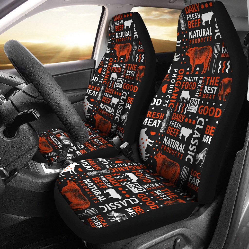 Cow Food Print Car Seat