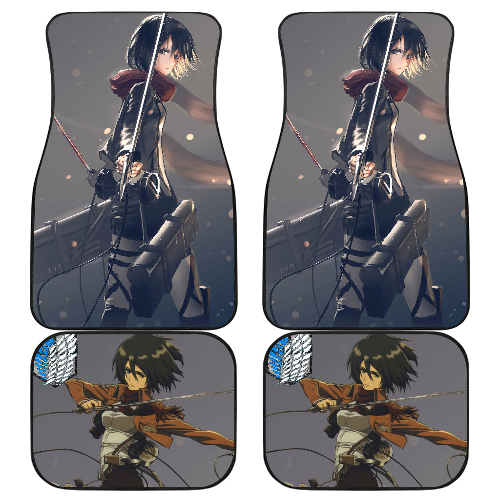 Mikasa Attack On Titan 3 Anime Car Floor Mats Custom Car Accessories Car Decor 2021