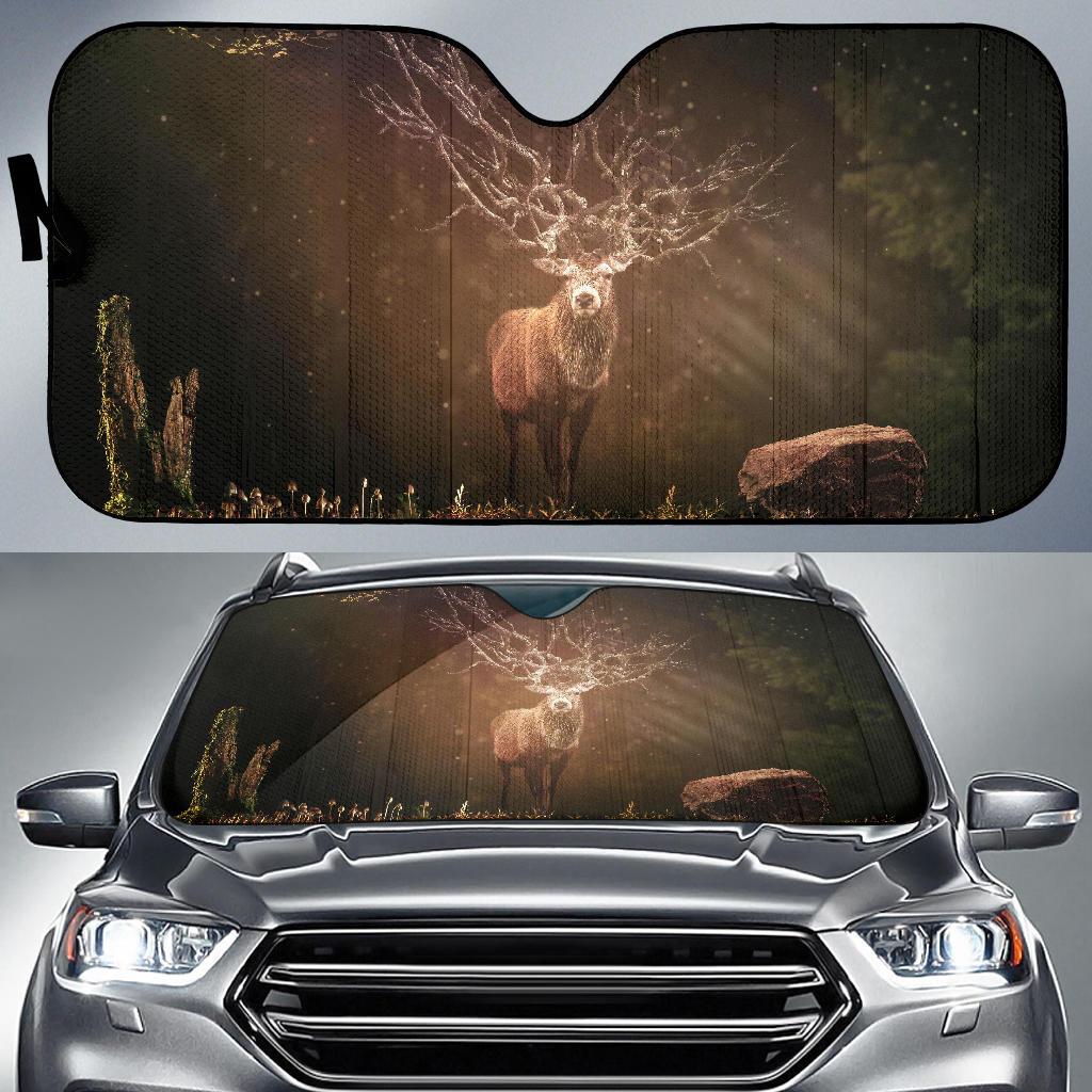 Deer Hirsch Forest Sunlight 4K 8K Car Sun Shade Gift Ideas 2022