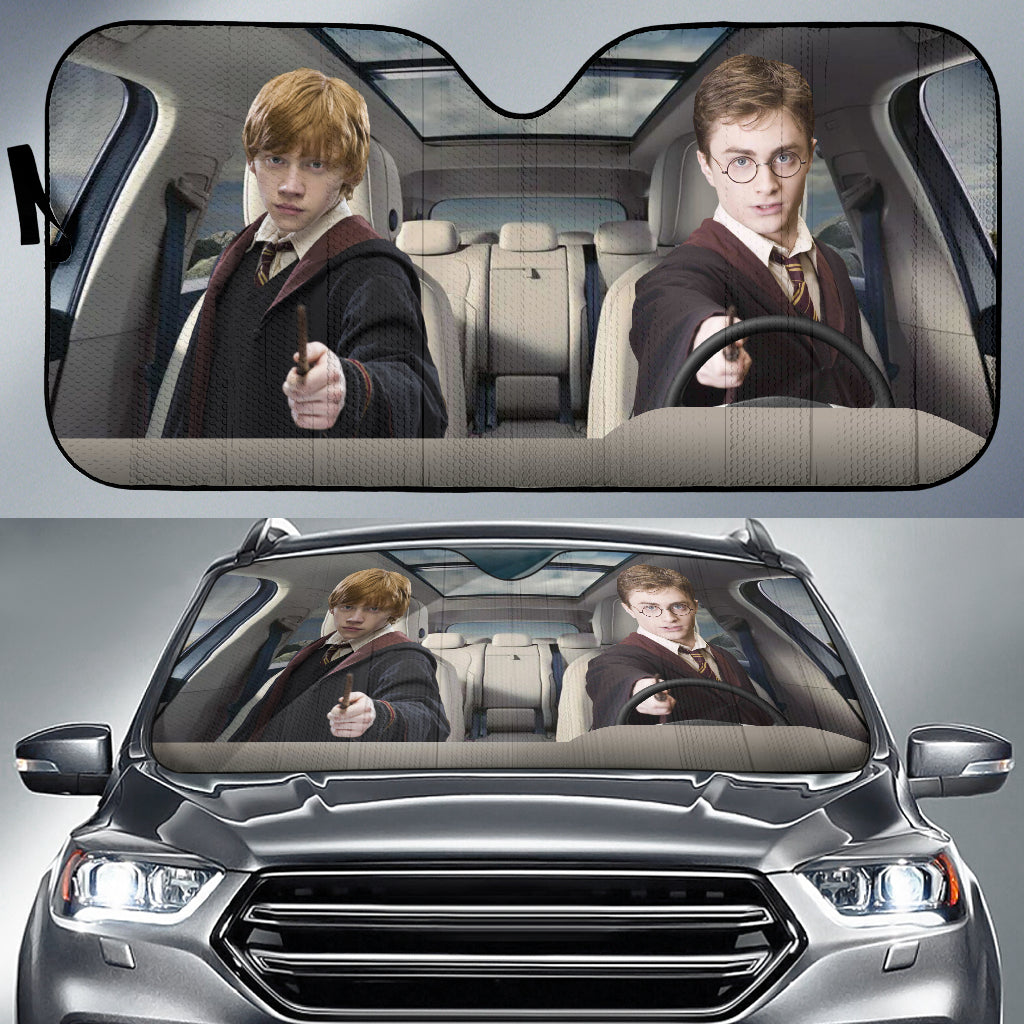 Ron Weasley And Harry Potter Driving Auto Sun Shade