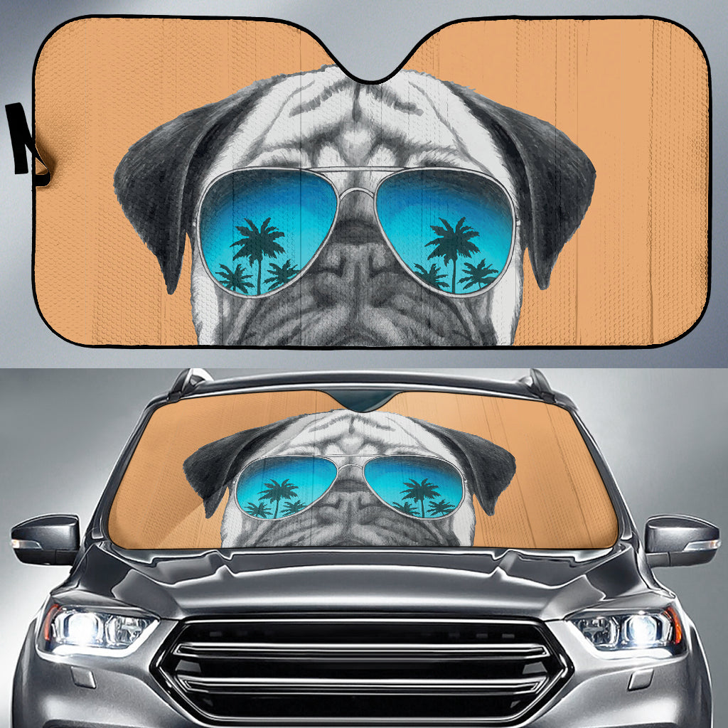 Pug Dog Cold Car Auto Sun Shades Windshield Accessories Decor Gift