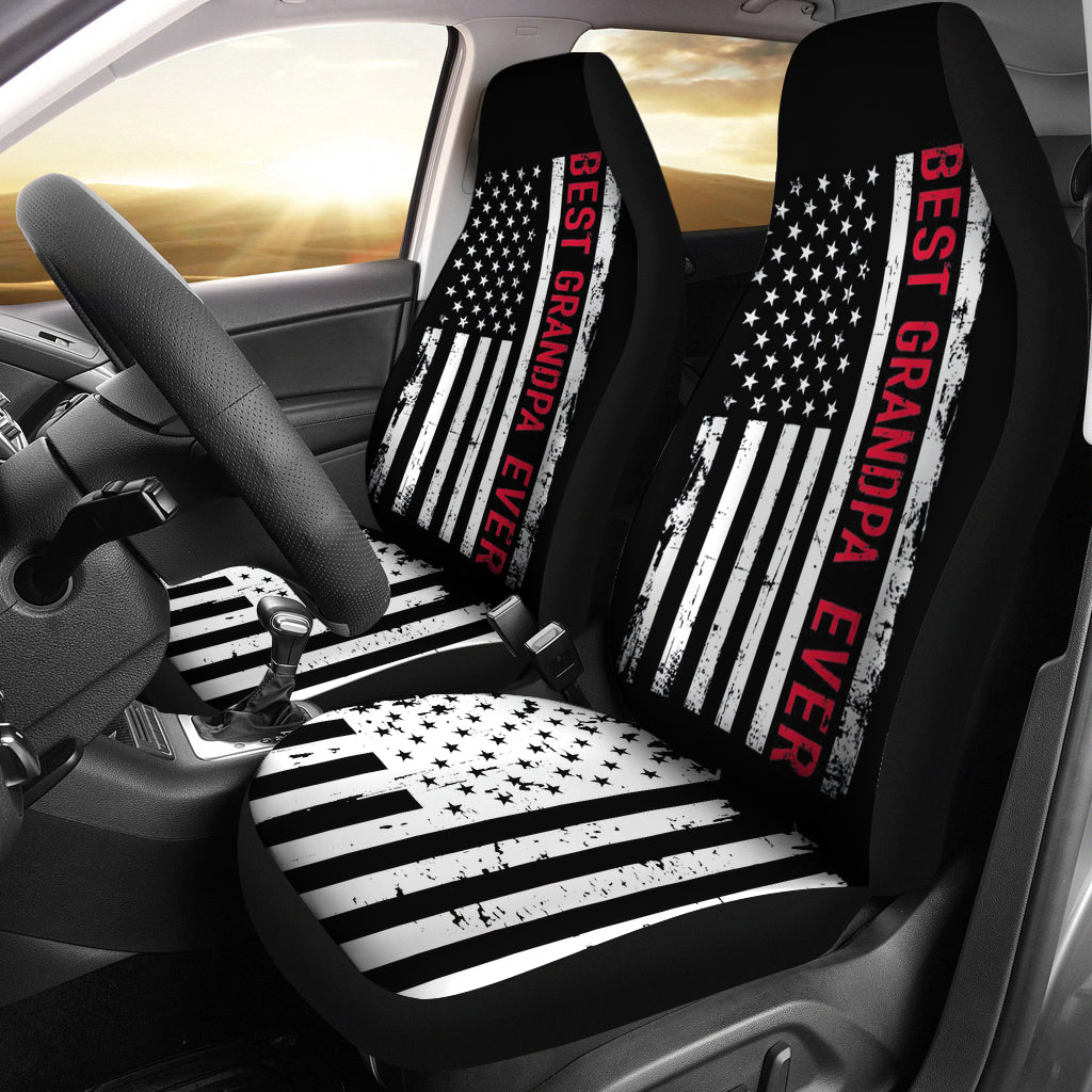 Best Grandpa Ever Us American Flag Car Seat Covers