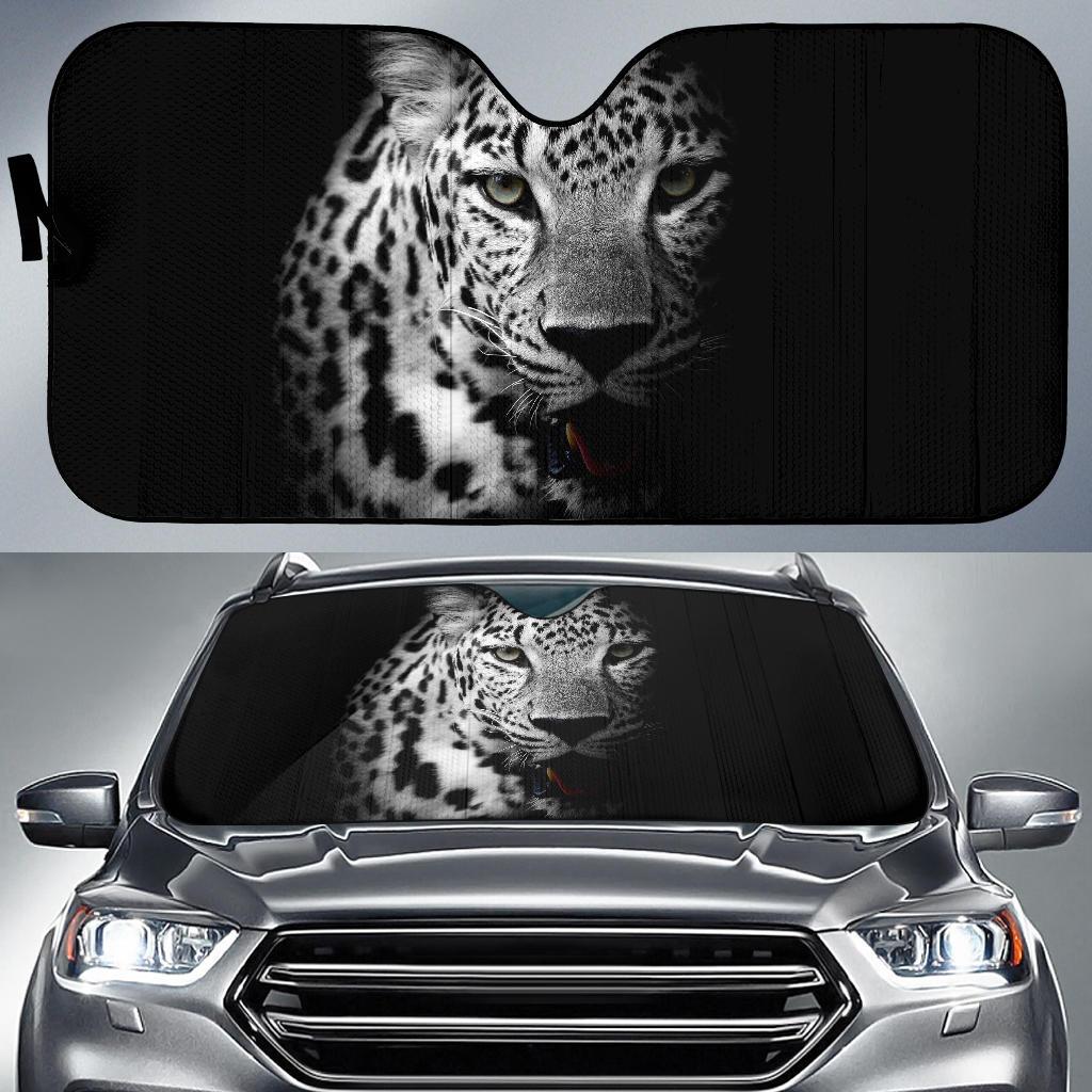 Leopard Dark Background Hd 4K Car Sun Shade Gift Ideas 2022