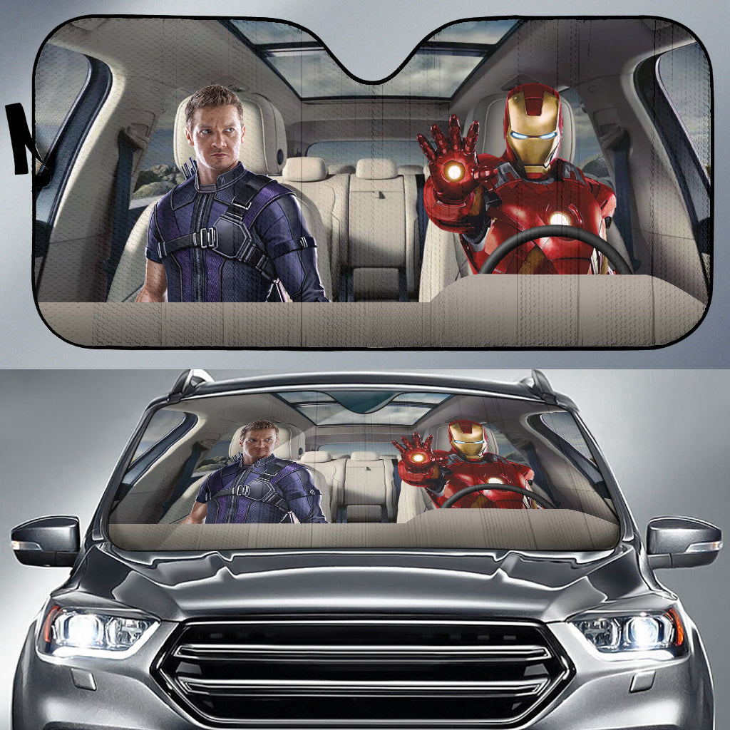 Clint Barton And Iron Man Auto Sun Shade