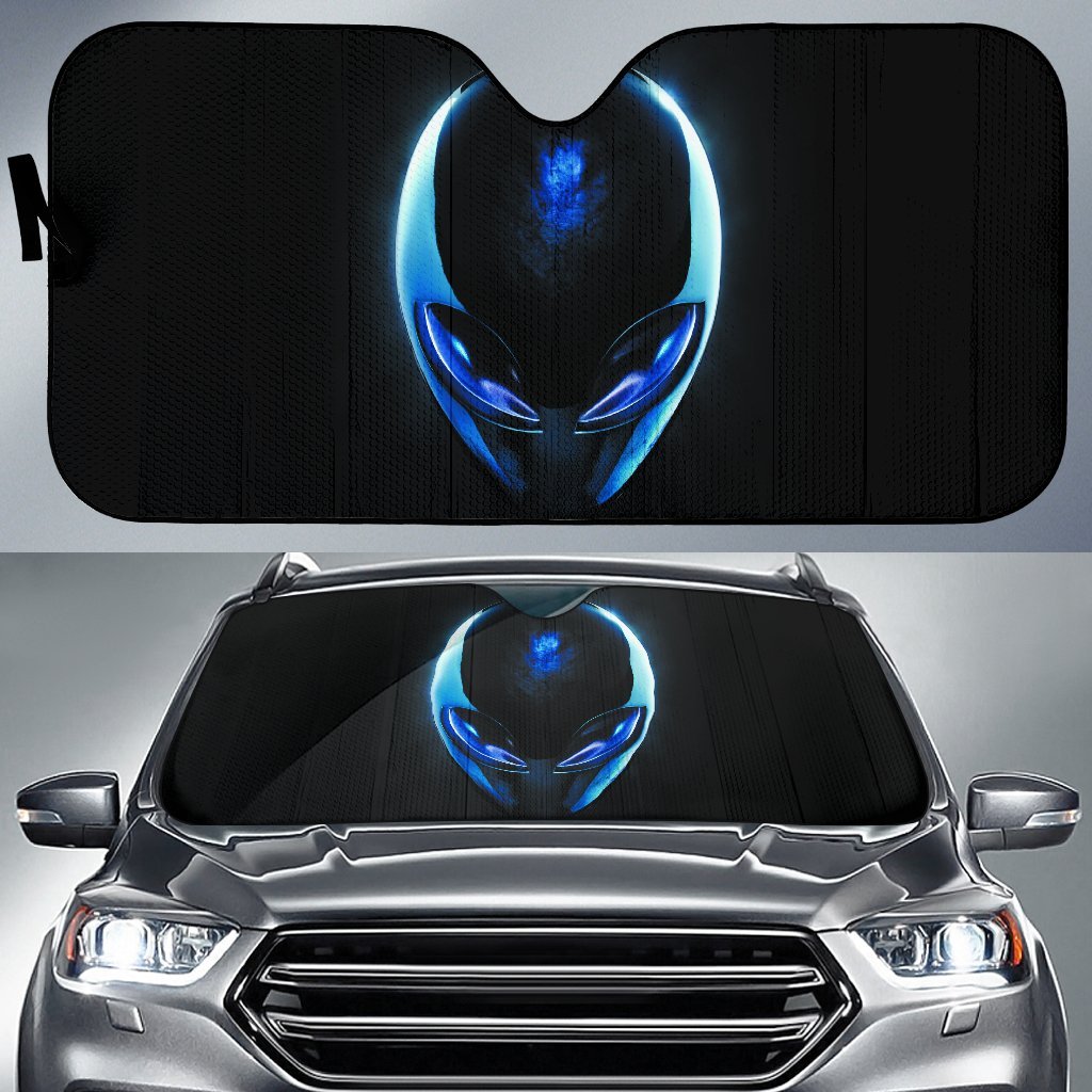 Alien Face In Black Theme Car Auto Sunshades Amazing Best Gift Ideas 2022