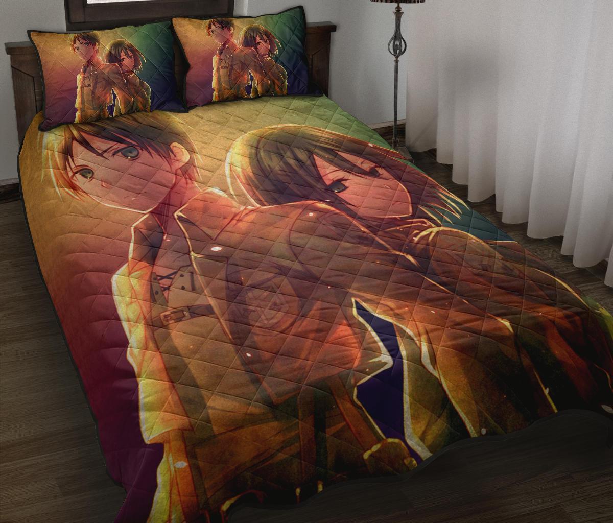 Attack On Titan 9 Anime Quilt Bed Set Pillow Case Amazing Decor Gift Ideas