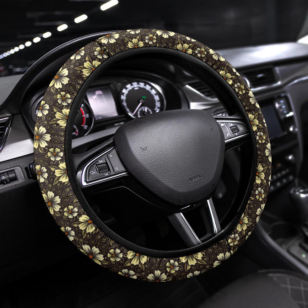 Vintage Flower Premium Car Steering Wheel Cover