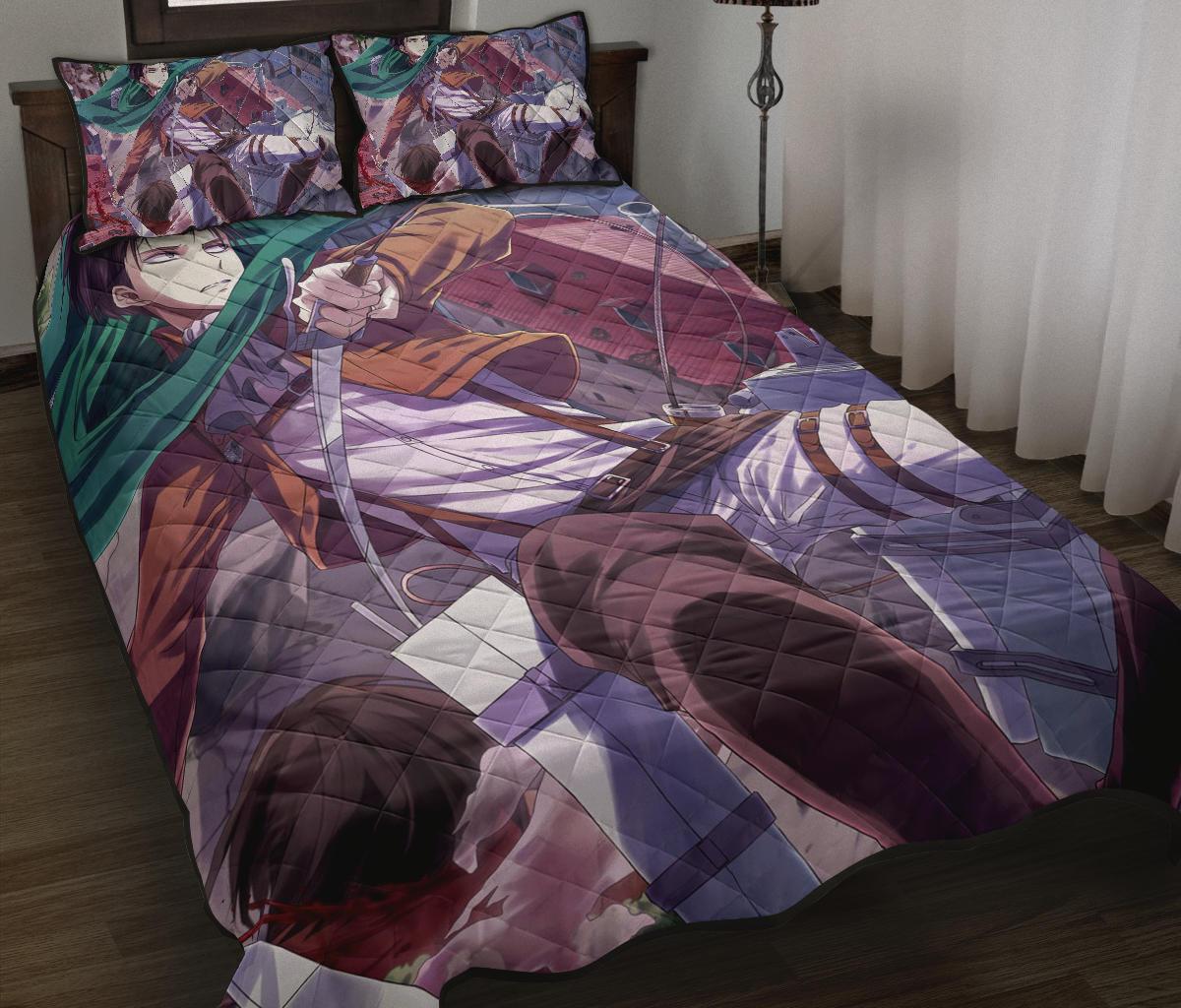 Attack On Titan 4 Anime Quilt Bed Set Pillow Case Amazing Decor Gift Ideas