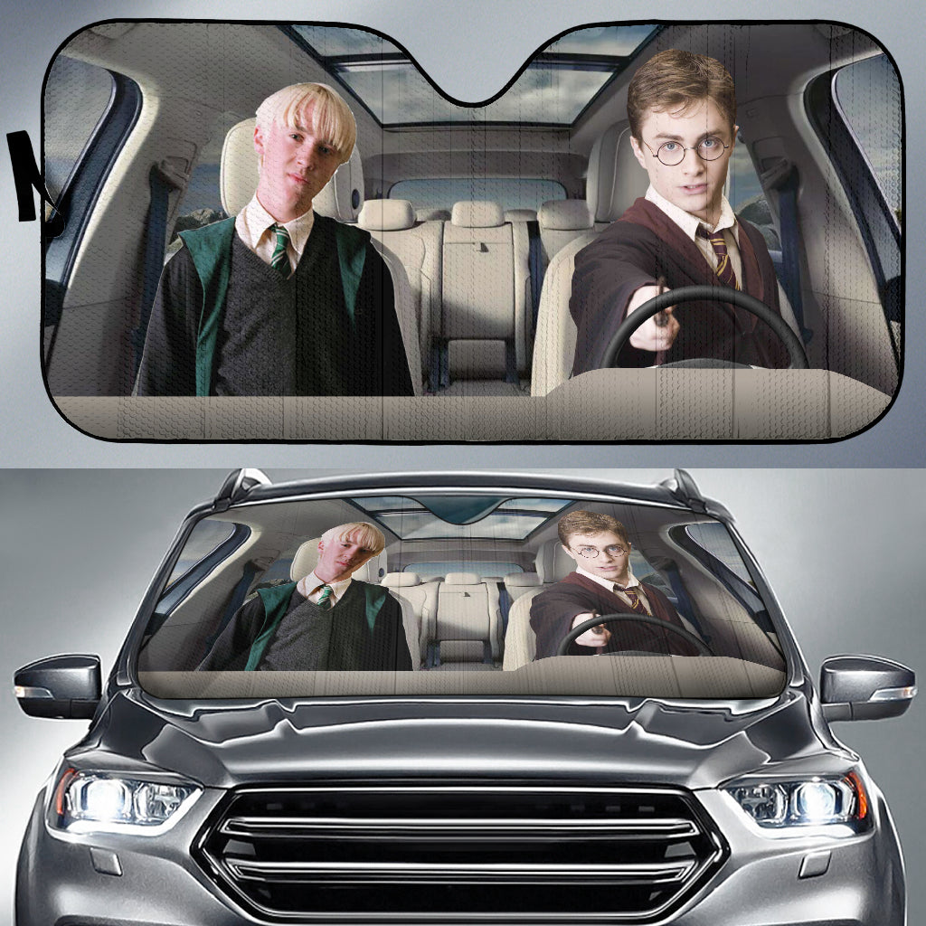 Draco Malfoy And Harry Potter Driving Auto Sun Shade