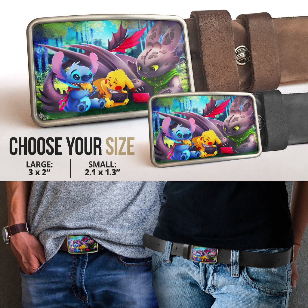 Stitch toothless pikachu Belt Buckle 2021