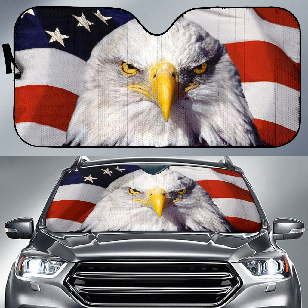 Cool Eagle American Flag Car Auto Sun Shades Windshield Accessories Decor Gift