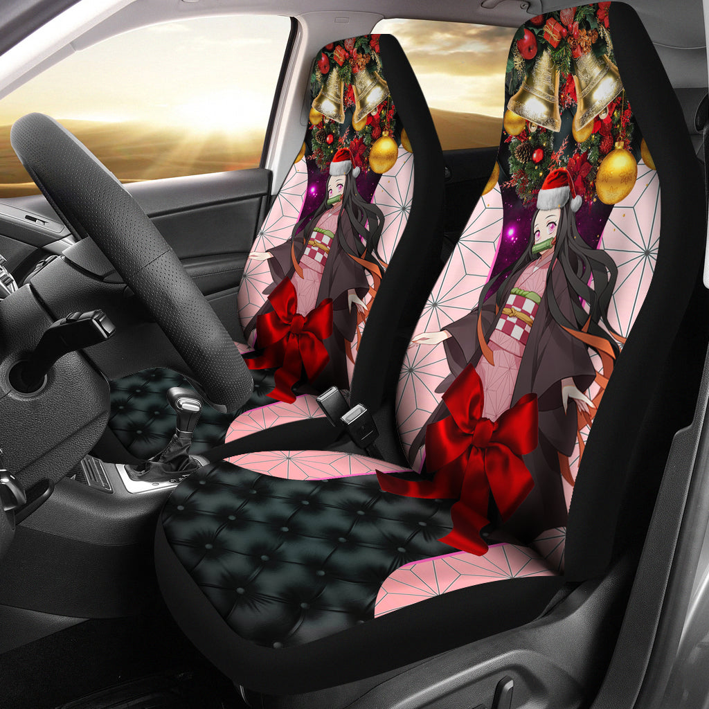 Nezuko Christmas Premium Custom Car Seat Covers Decor Protector